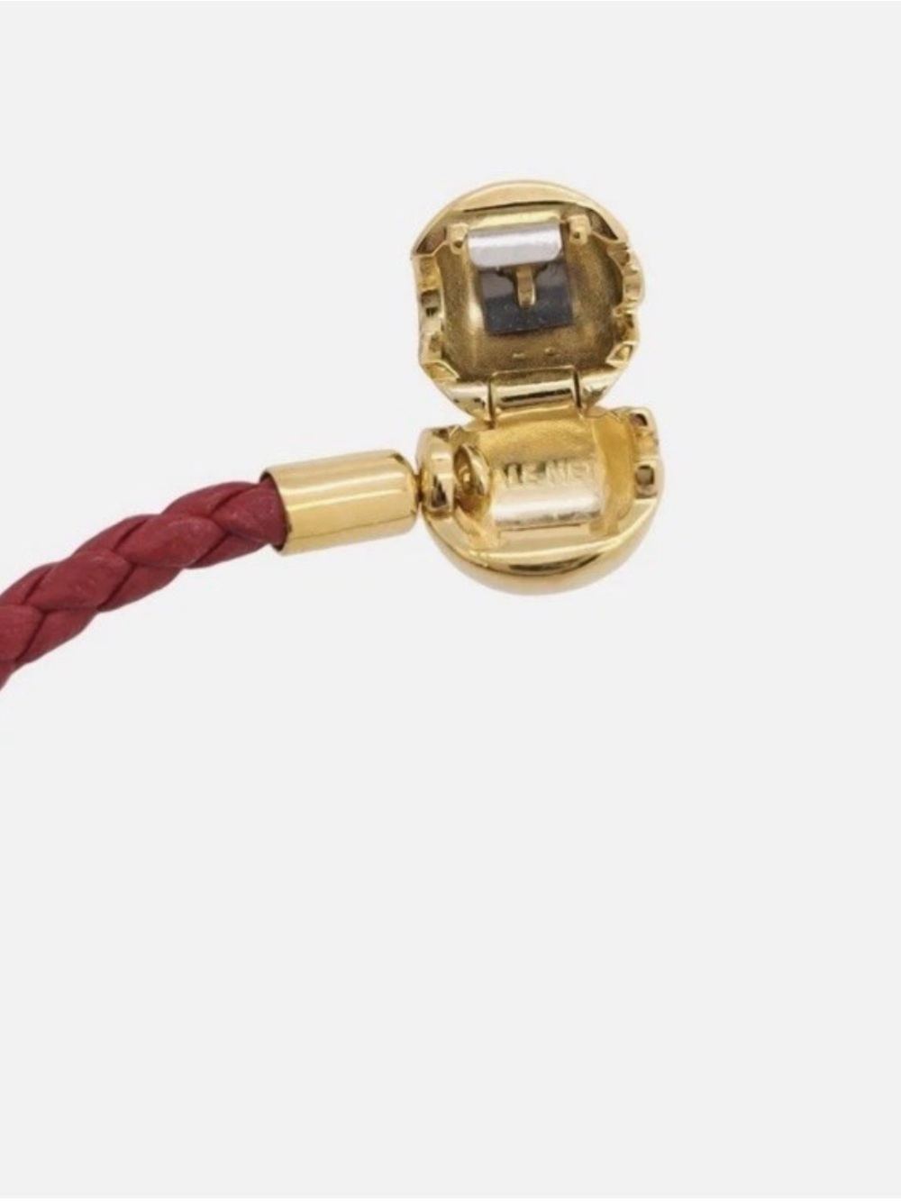 Authentic PANDORA 14K Gold Plated Red Woven Leather Charm Bracelet Brand New - Picture 3 of 4